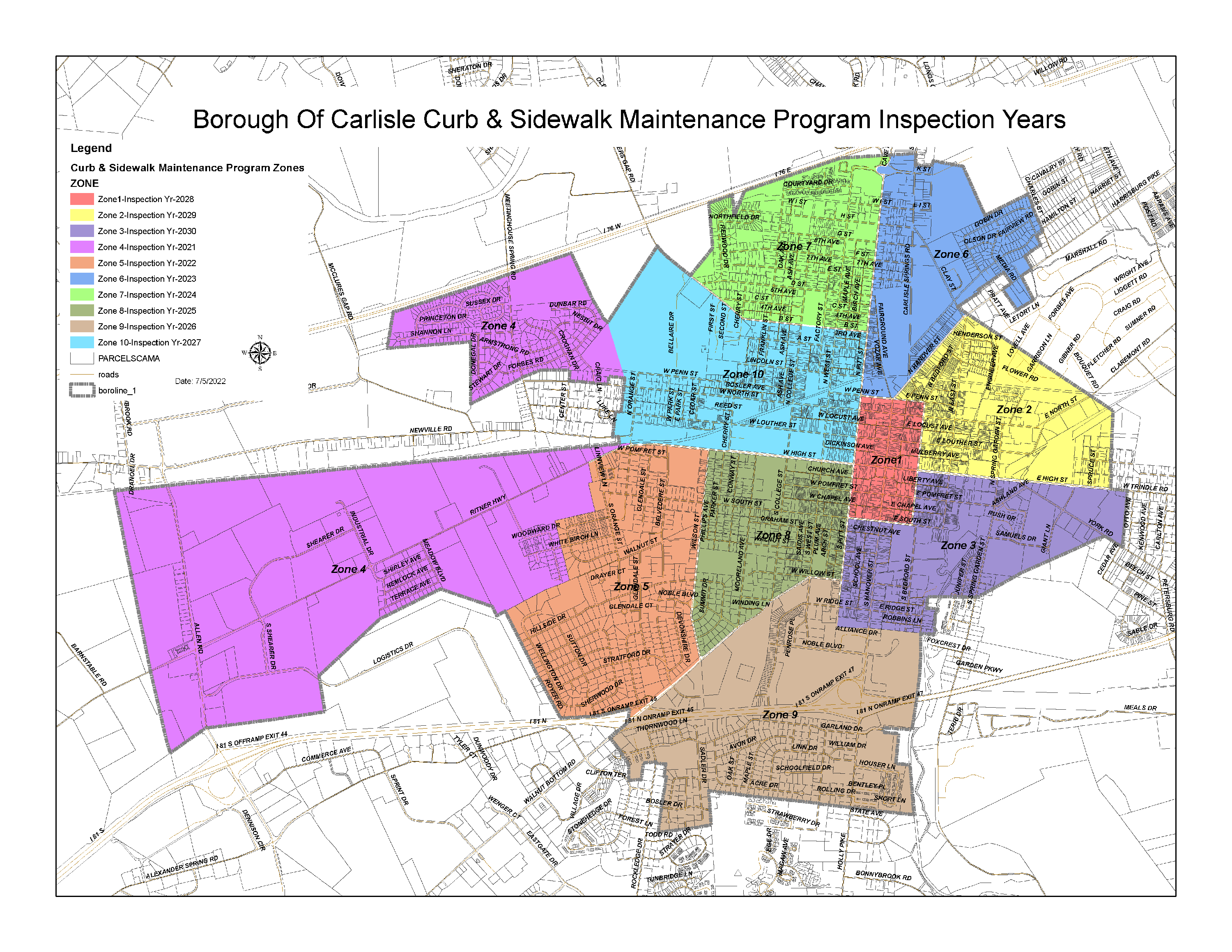 Curb & Swalk Zone Map